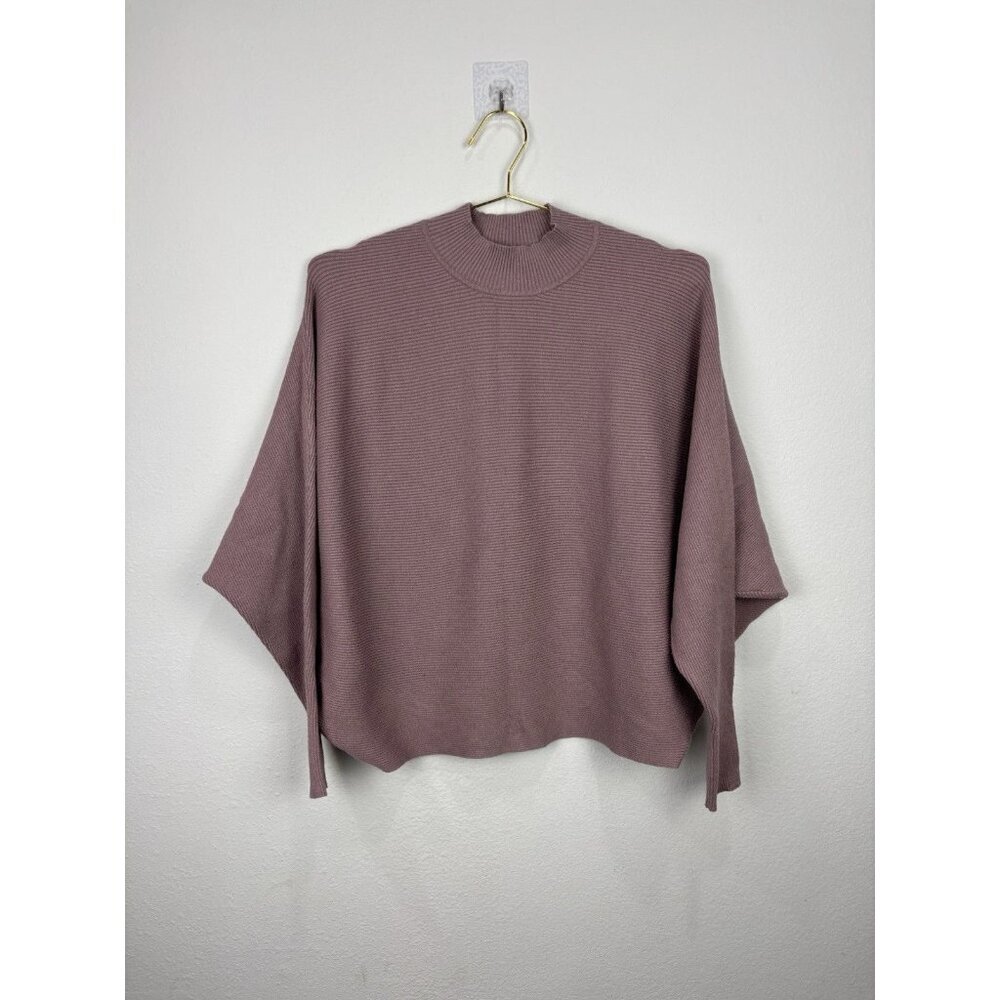 Decjuba High Neck Ribbed Knit Top Pink Mauve Womens Size XS / S Dolman Oversized